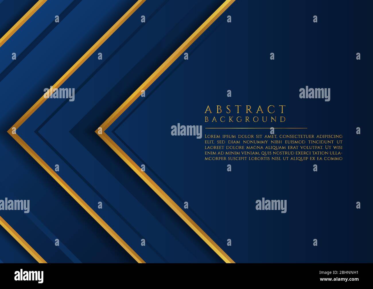 Astratto quadrato sovrapposizione strato forma d'onda lusso oro stile colore blu tono. Illustrazione vettoriale. Illustrazione Vettoriale