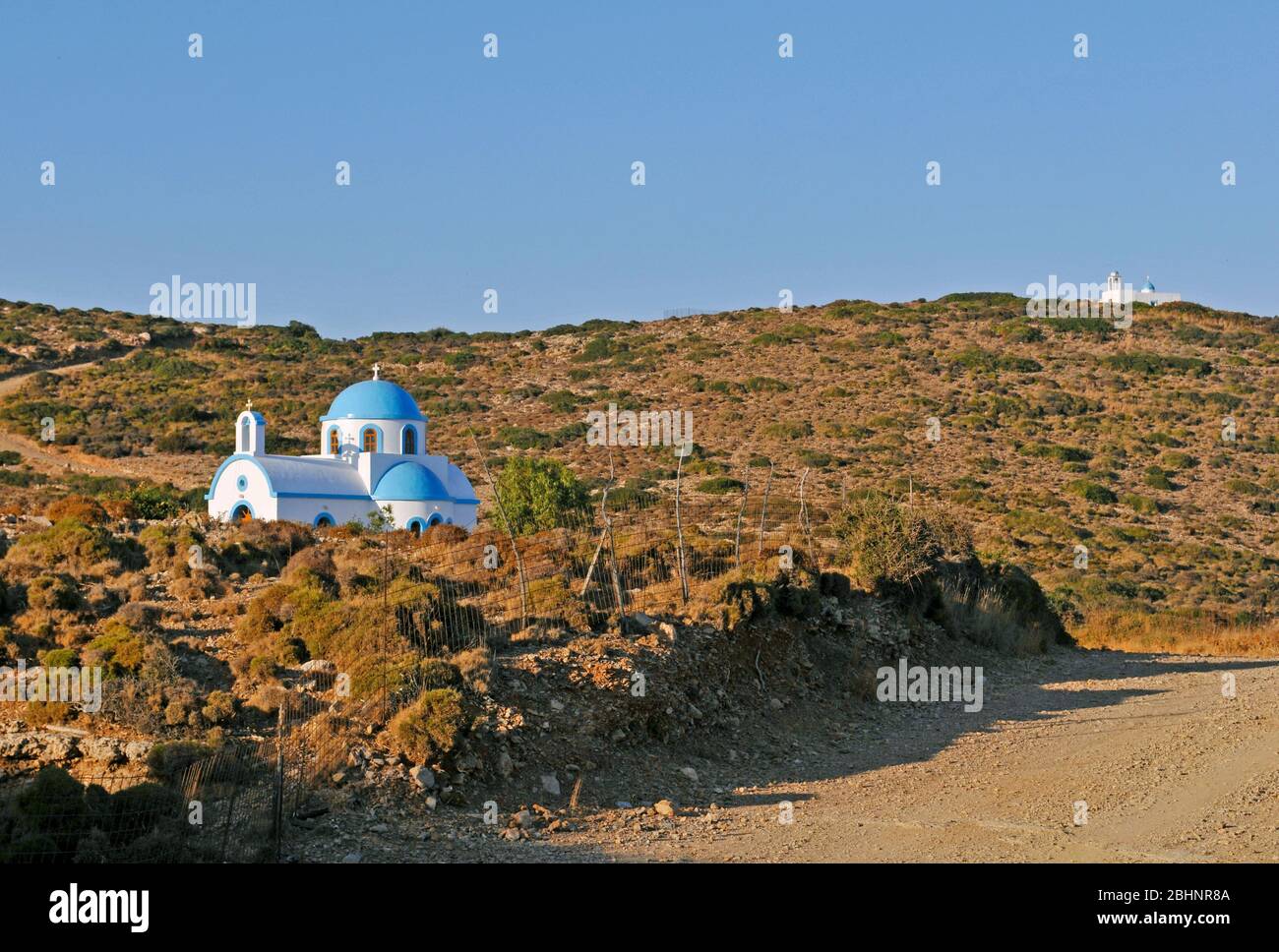 Tipica cappella greca ortodossa a LIPSI isola, Dodecanese, Grecia Foto Stock