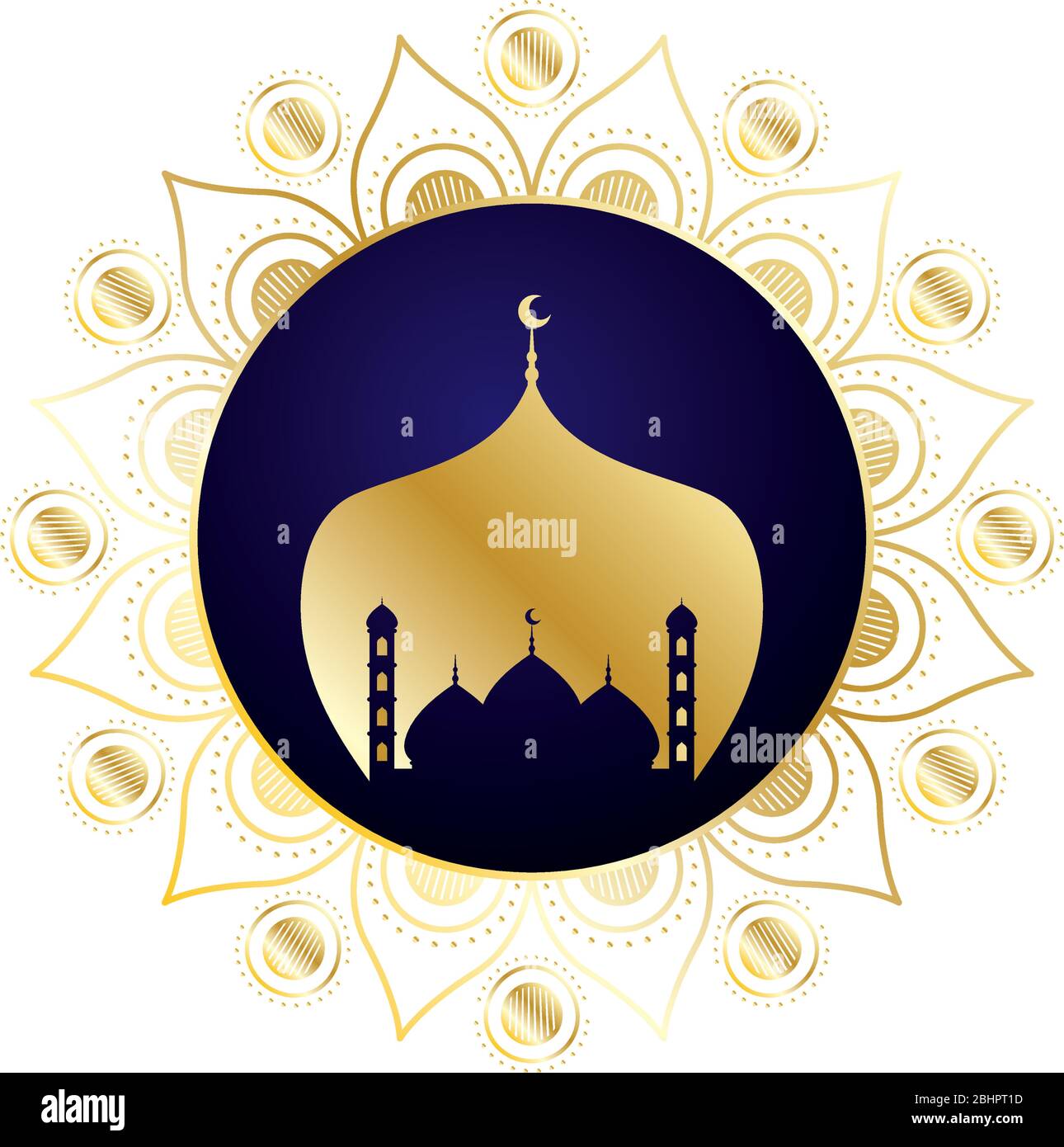 mandala d'oro e taj mahal ramadan kareem Illustrazione Vettoriale