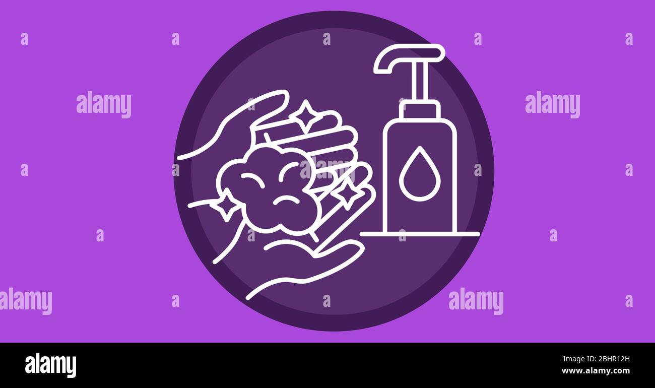Illustrazione del lavaggio delle mani. Precauzioni igiene di pulizia per la pandemia di coronavirus Foto Stock
