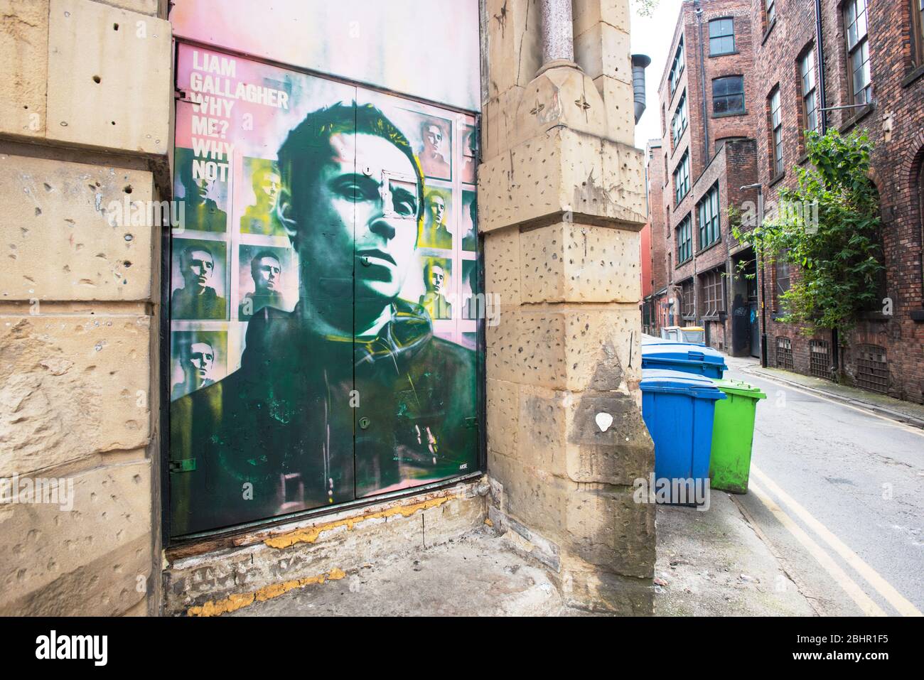 Liam Gallagher, Why Me Why Not murale on di Akse p19 sul luogo di musica Roadhouse iconico. Manchester, Regno Unito. Foto Stock