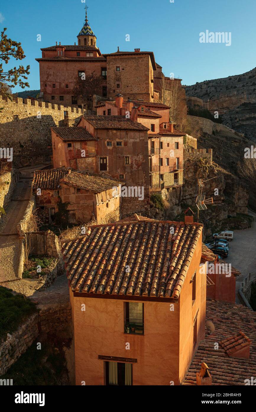Jumble di appartamenti in Albarracin, Spagna Foto Stock