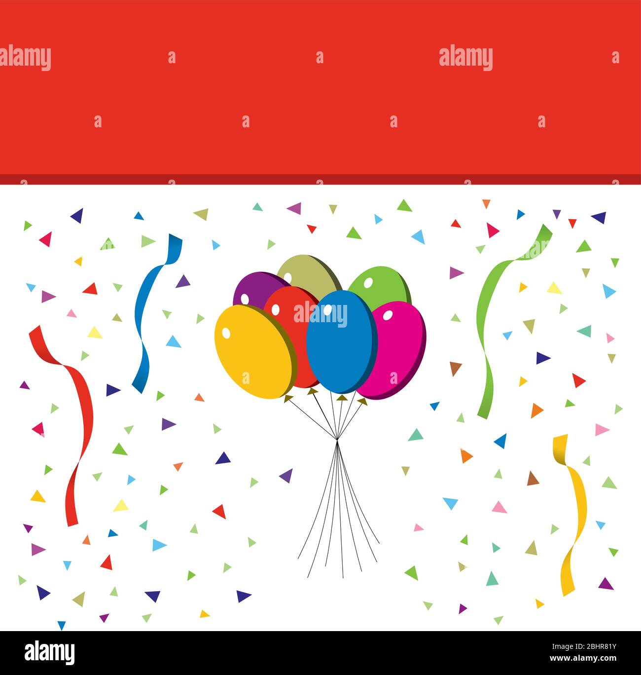 Un'illustrazione dei palloncini e dei confetti del partito - può essere usata come sfondo della scheda del compleanno Illustrazione Vettoriale