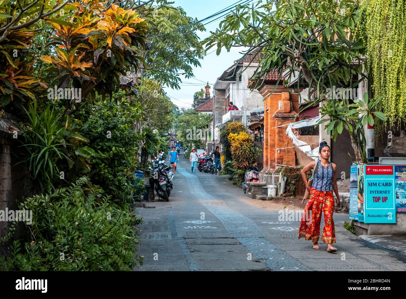 Vista sulla strada di Ubud Art Street, Bali Island Foto Stock