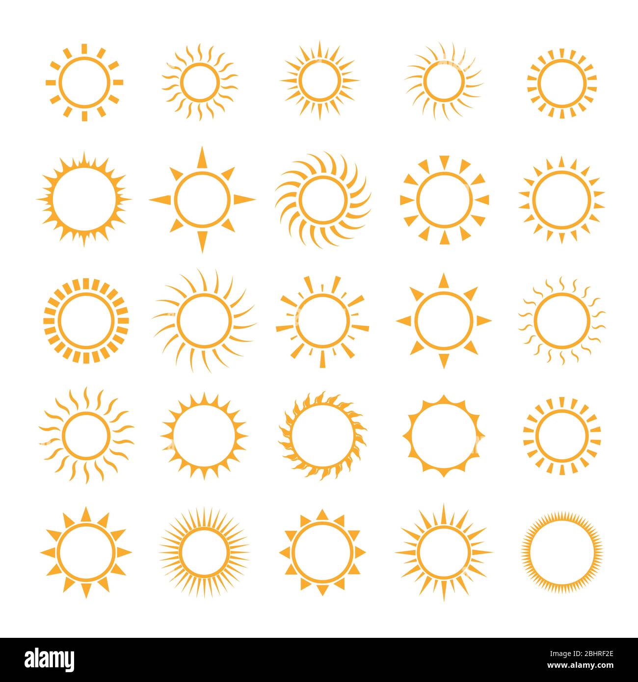 Semplice insieme di icone Sun Illustrazione Vettoriale