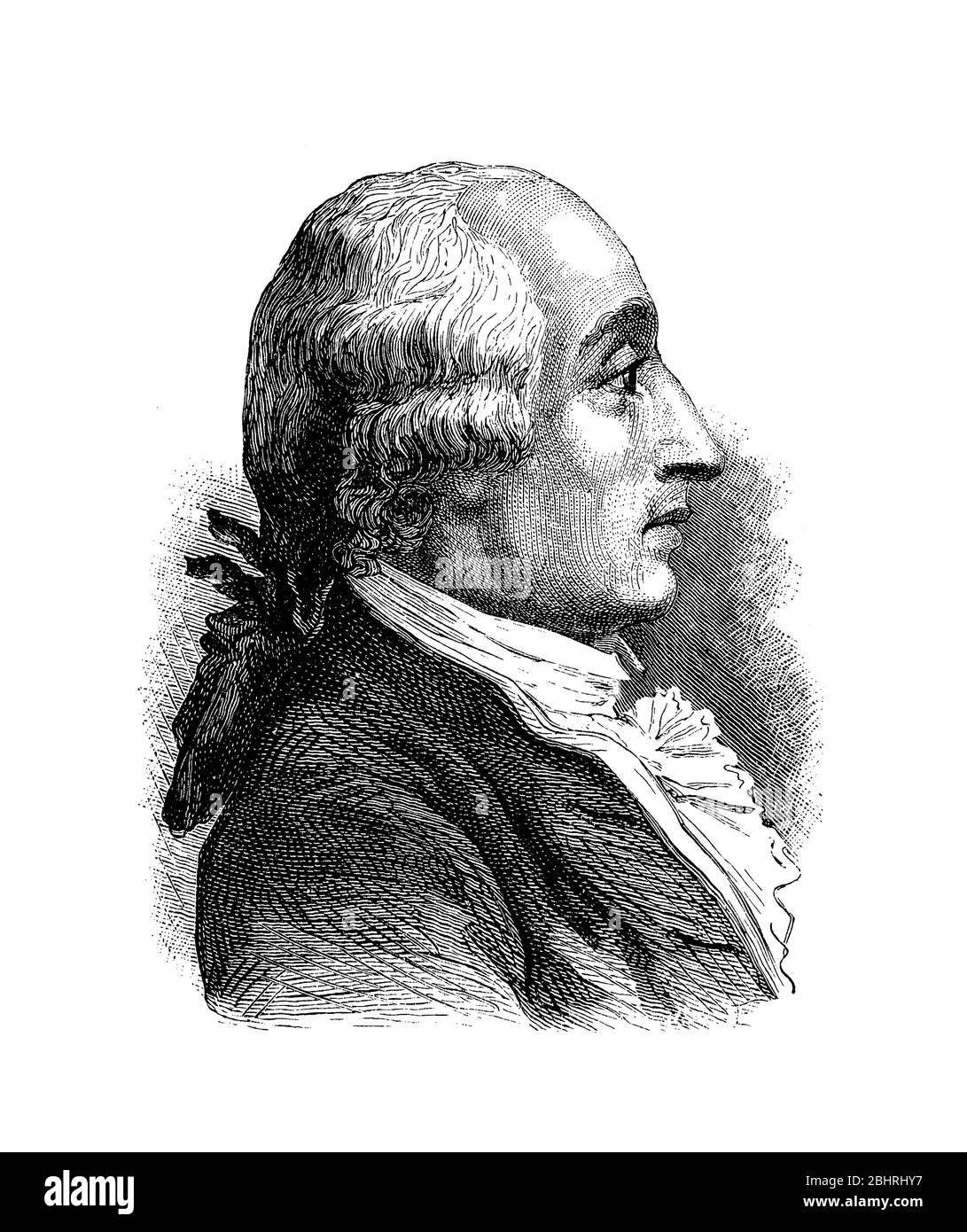 Ritratto di Jacques Charles (1746-1823) matematico francese e fisico inventore del primo pallone a idrogeno nel 1783 Foto Stock