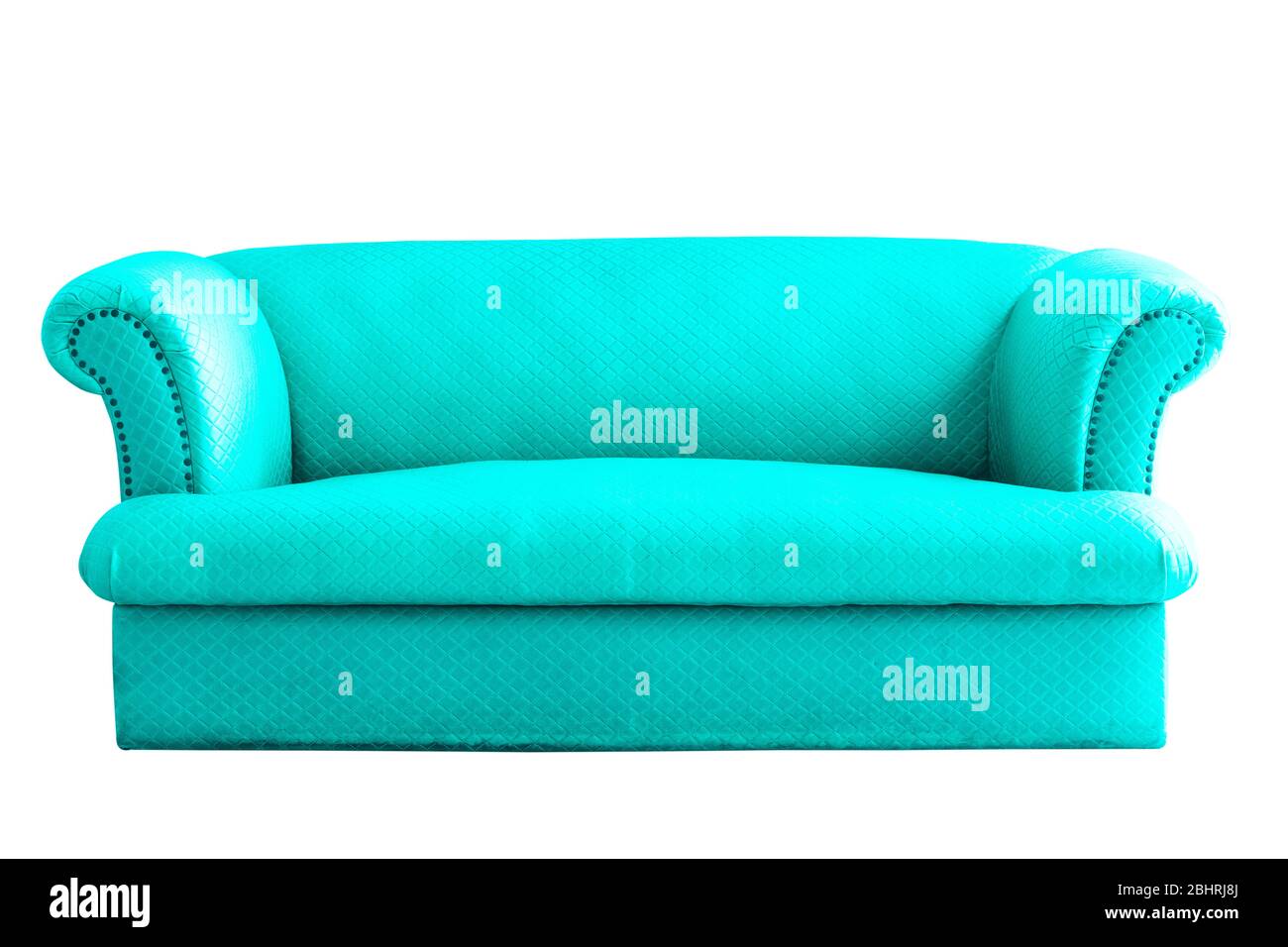 Tappezzeria di lusso azzurro divano texture di fondo concetto per turqouise pulito mobili in pelle vintage motivi carta da parati, closeup interni eleganti Foto Stock