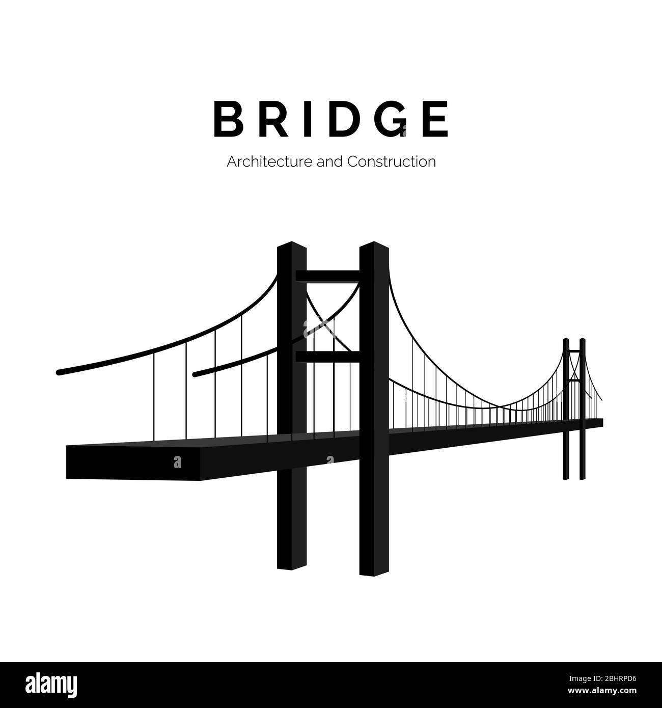 Architettura e costruzioni del ponte. Icona Bridge o logo semplice. Edificio moderno collegato. Illustrazione vettoriale Illustrazione Vettoriale