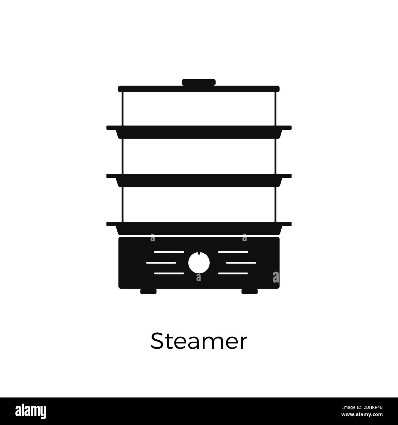 Icona semplice del vaporizzatore. Apparecchio da cucina. Illustrazione vettoriale isolata su sfondo bianco Illustrazione Vettoriale