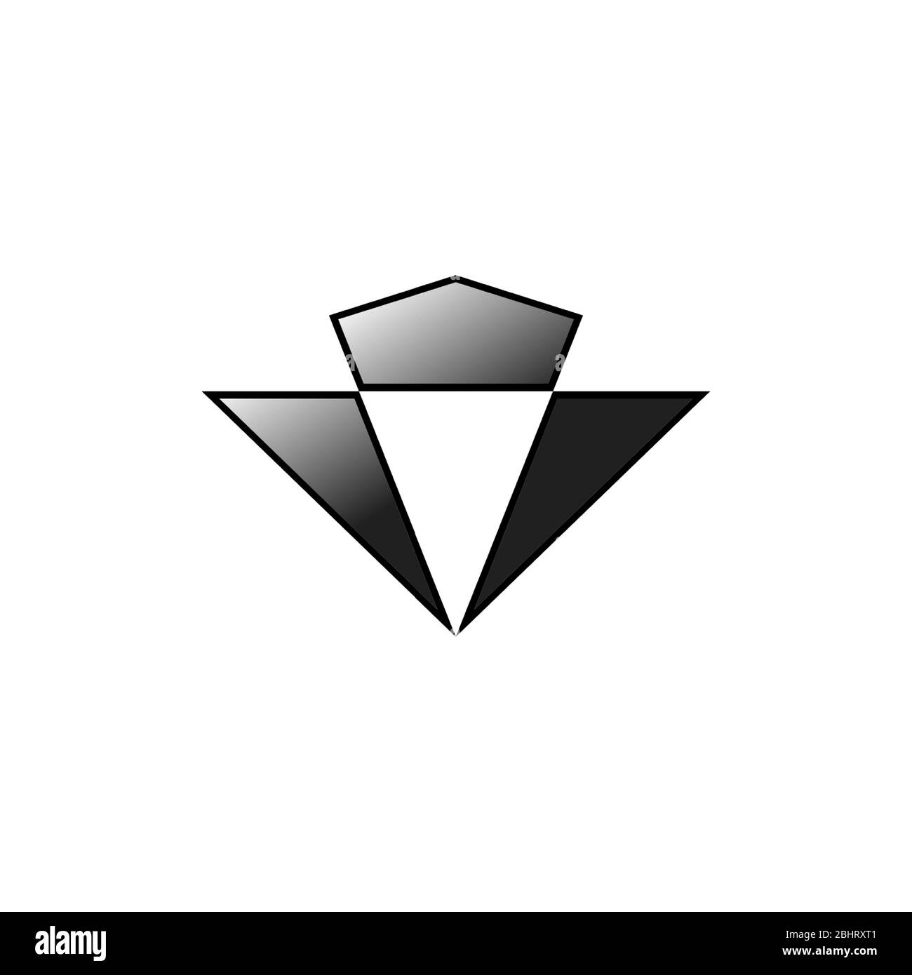 Logo aziendale astratto, logo a diamante semplice su modello di concetto di spazio negativo, isolato su sfondo bianco. Illustrazione Vettoriale
