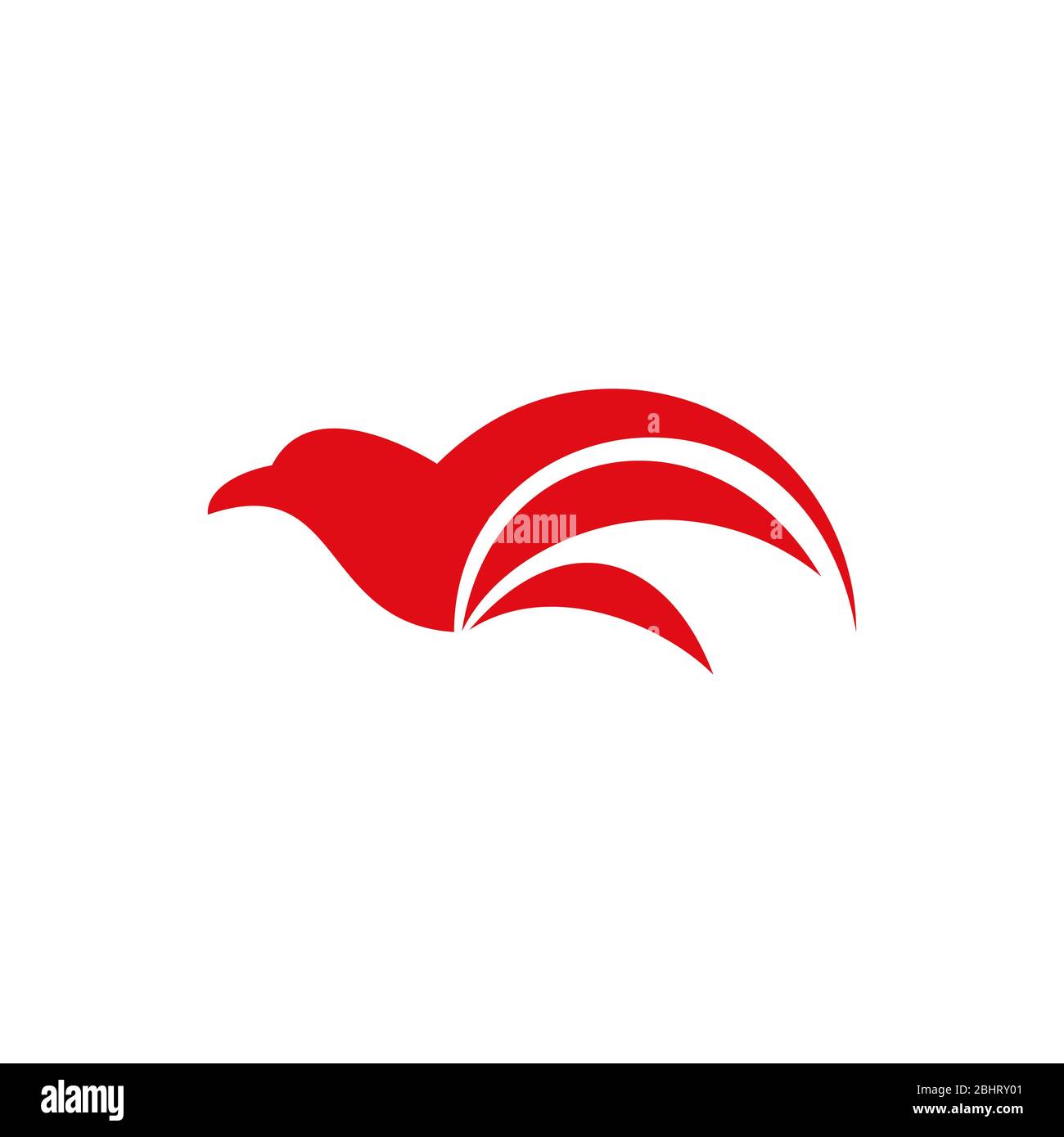Modello con logo grafico a forma di uccello, logo a forma di uccello, isolato su sfondo bianco. Illustrazione Vettoriale