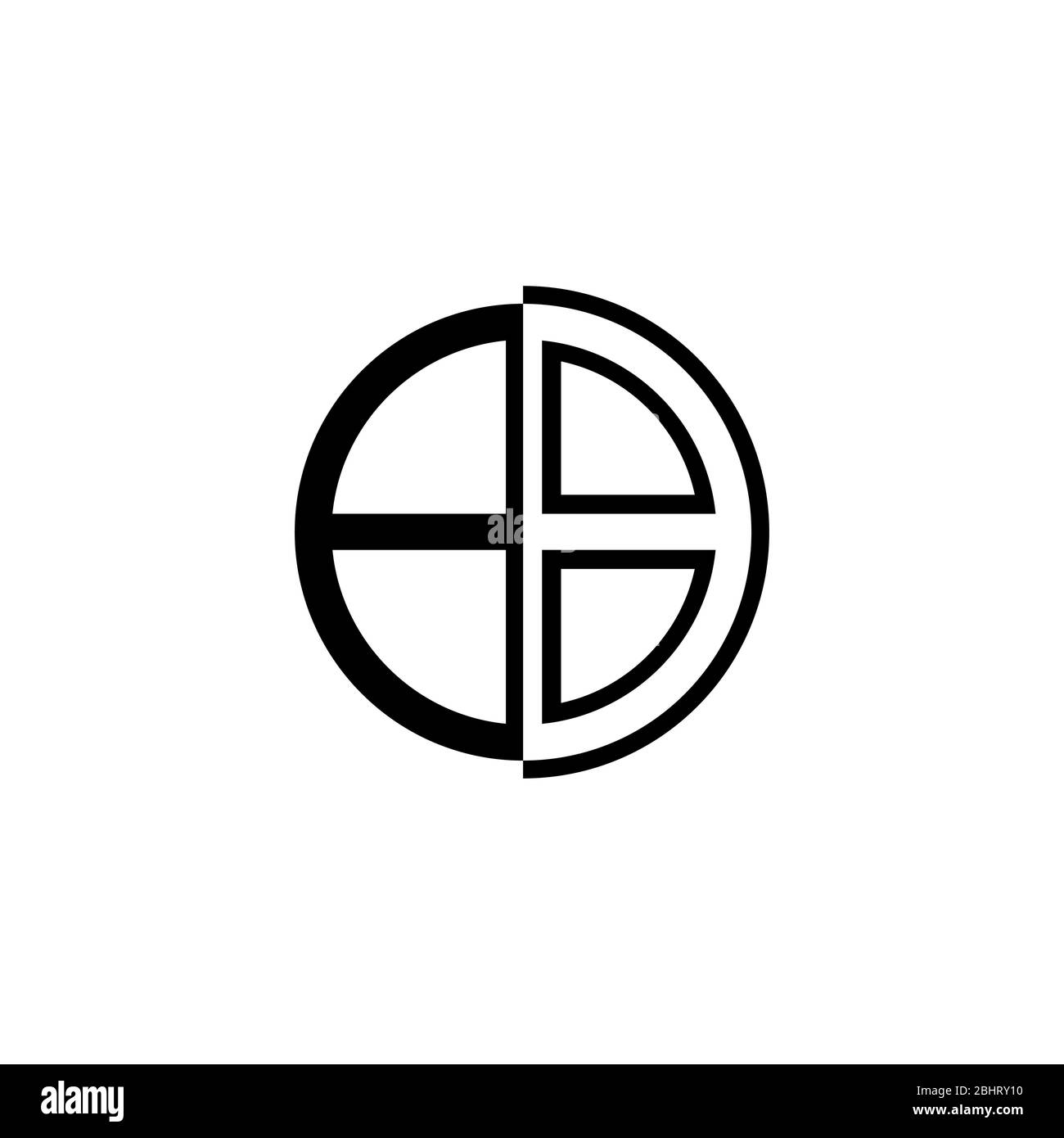 Logo aziendale astratto, logo grafico finestra circolare, modello concettuale logo lettera B iniziale, isolato su sfondo bianco. Illustrazione Vettoriale