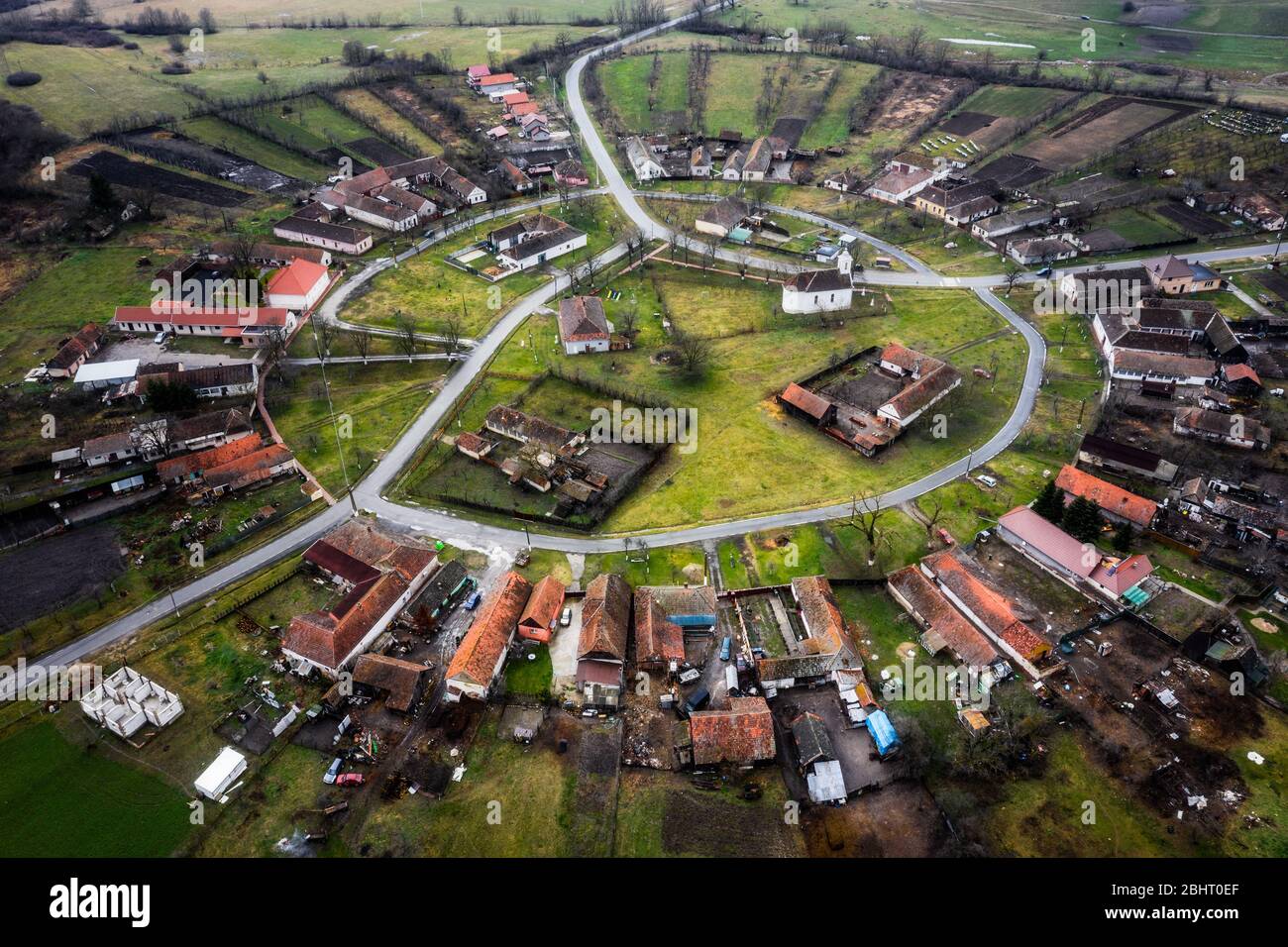 Charlottenburg, il villaggio a forma di cerchio in Romania Foto Stock
