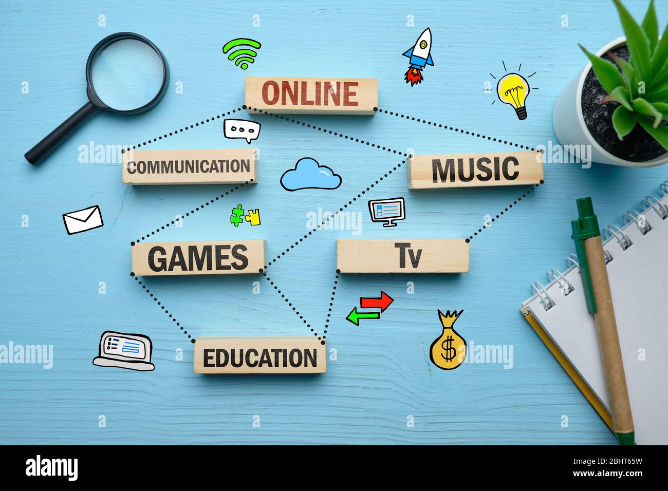 Il concetto di giochi online, musica di intrattenimento, comunicazione. Primo piano. Foto Stock