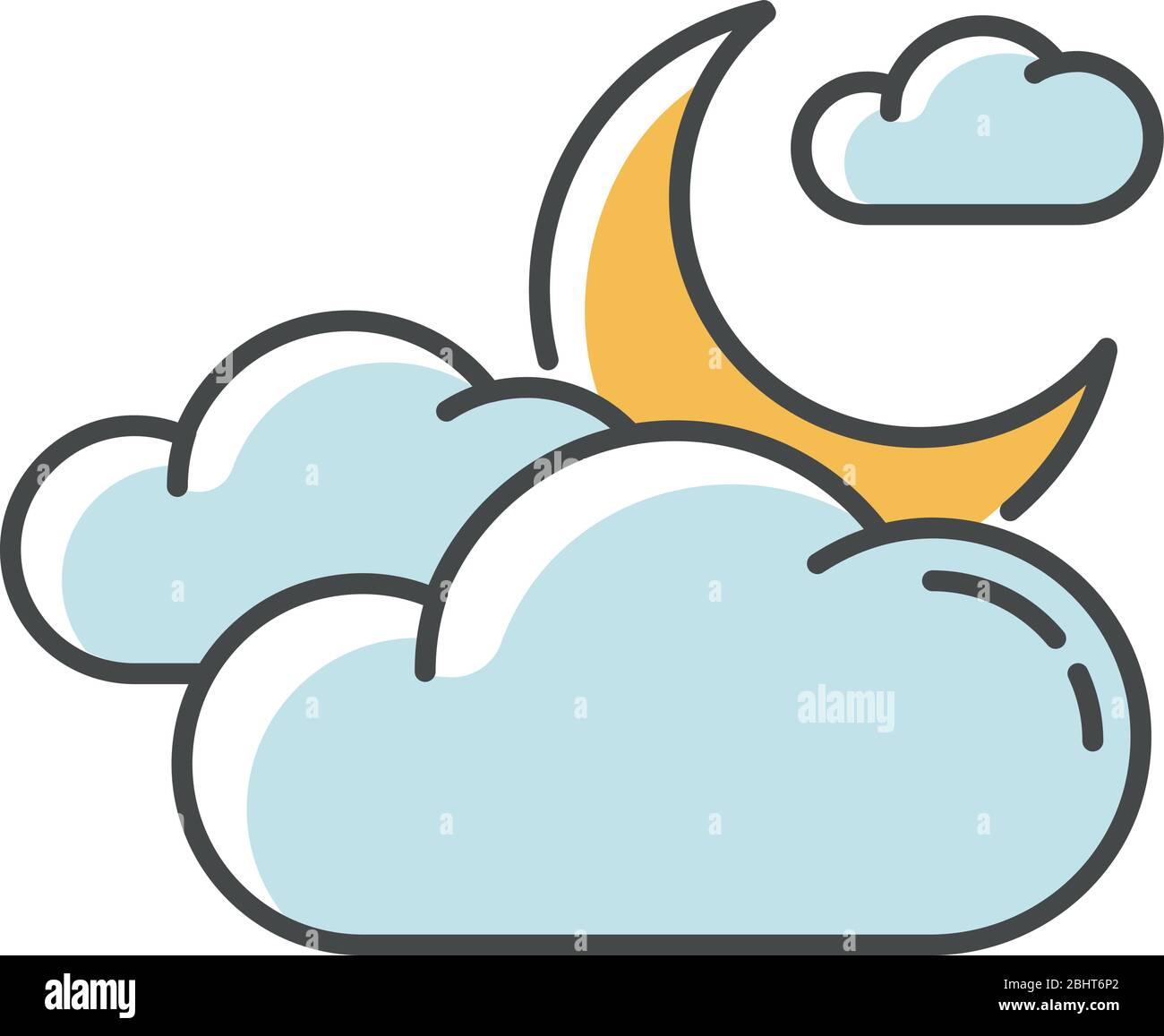 Icona colore RGB cielo notte nuvoloso Illustrazione Vettoriale