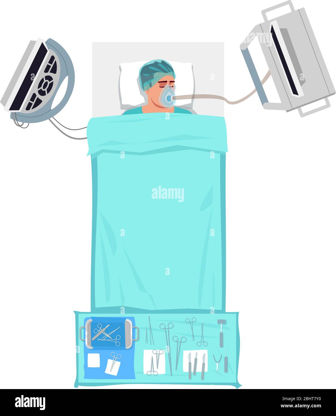 Illustrazione vettoriale a colori RGB semi-piatta per pazienti chirurgici Illustrazione Vettoriale
