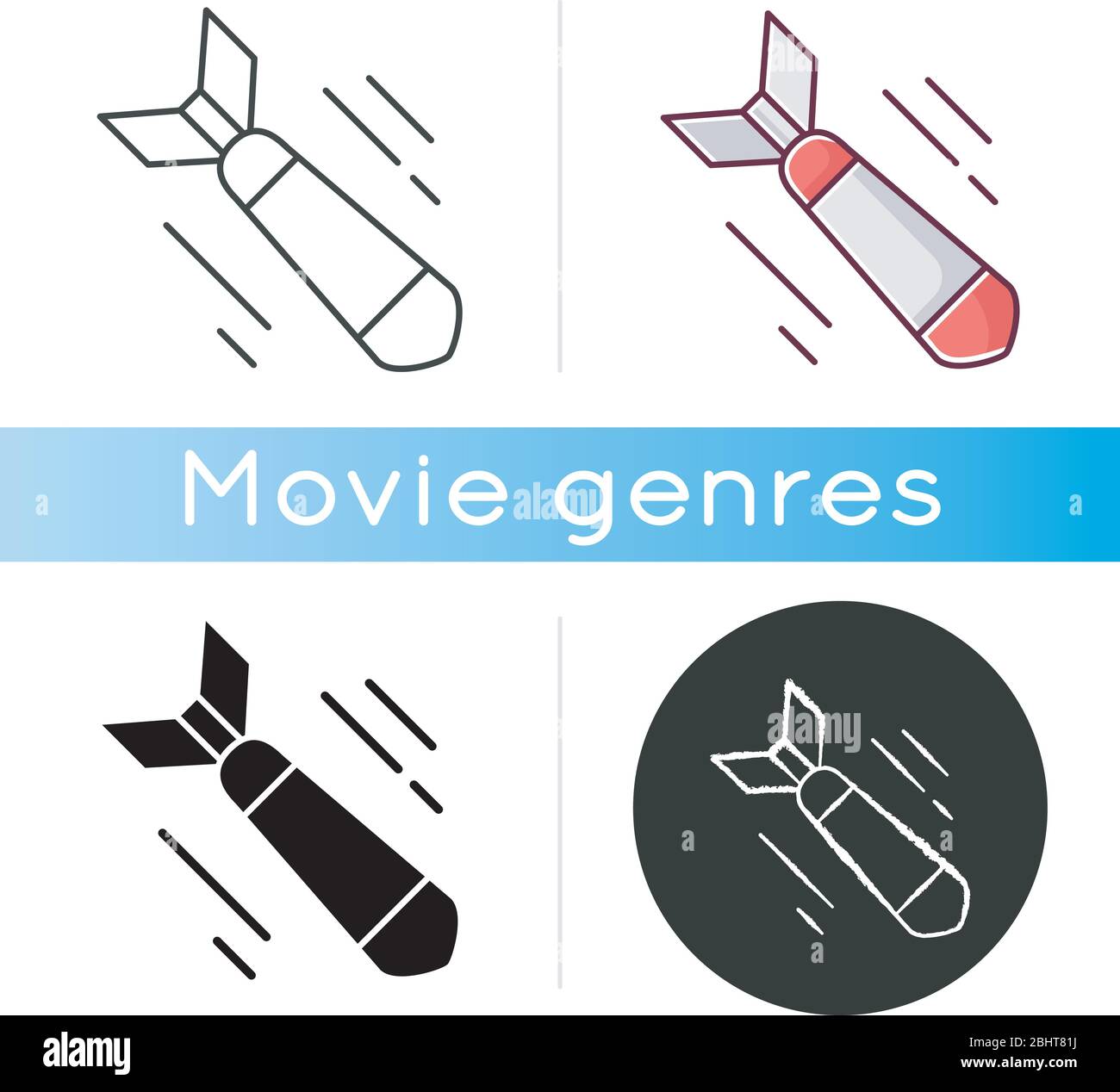 Icona glyph nero del film di guerra. Film militari, serie drammatiche storiche silhouette simbolo su spazio bianco. Genere cinematografico comune, stile cinematografico. Caduta Illustrazione Vettoriale