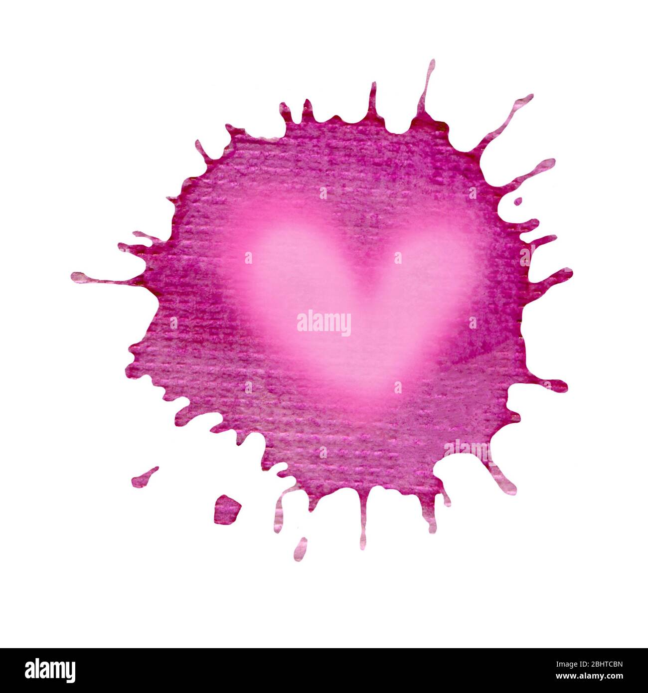 Macchia acquerello astratta viola isolata su sfondi bianchi. Macchia viola colorata. Sfondo viola acquerello. Blot ultravioletto. Violo Foto Stock