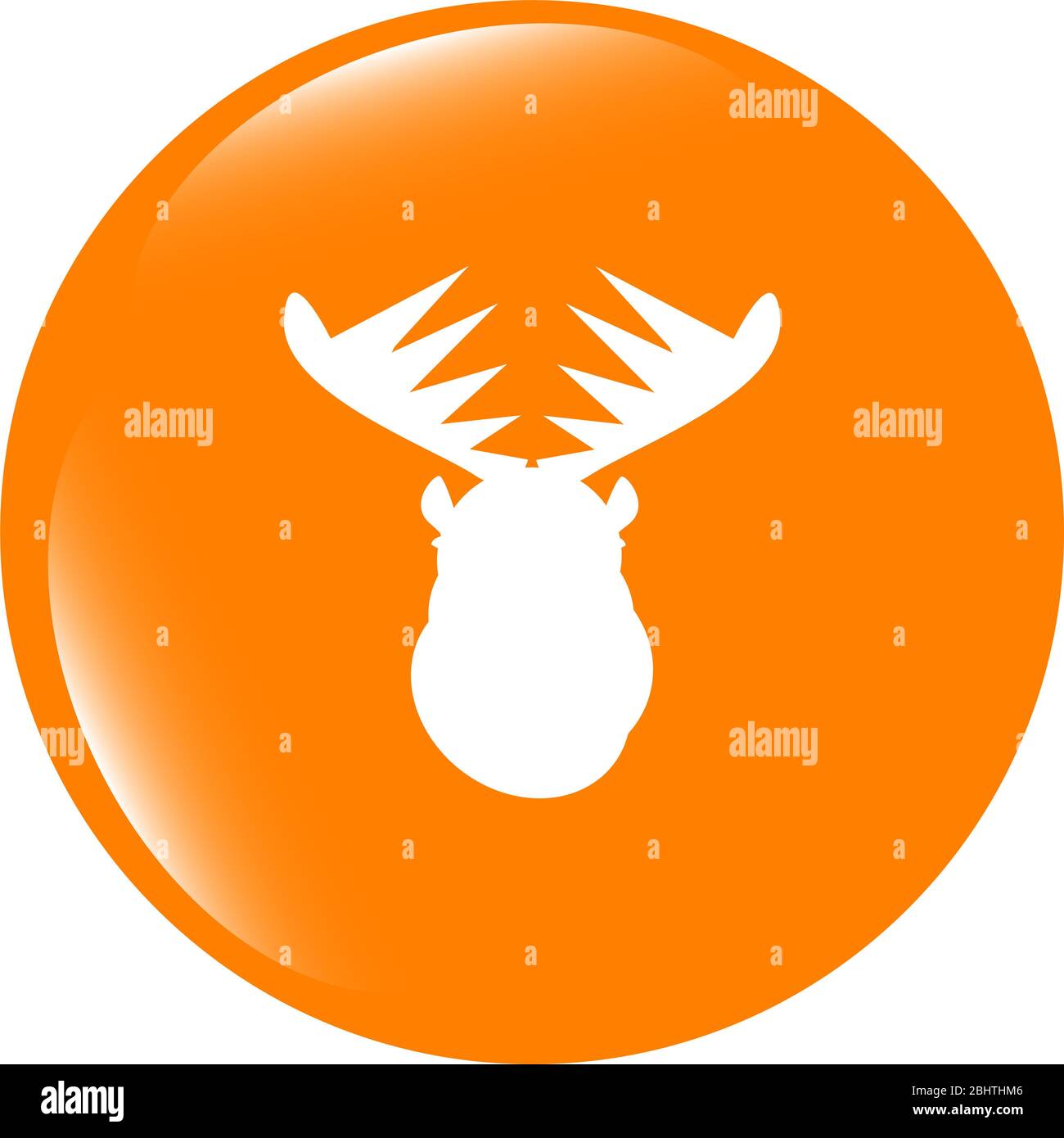 Testa di cervo sul web pulsante icona isolato su bianco Foto Stock
