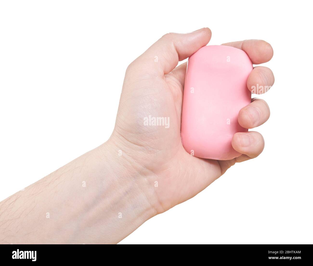 Un pezzo di sapone cremoso per le mani. Isolato su sfondo bianco. Foto Stock