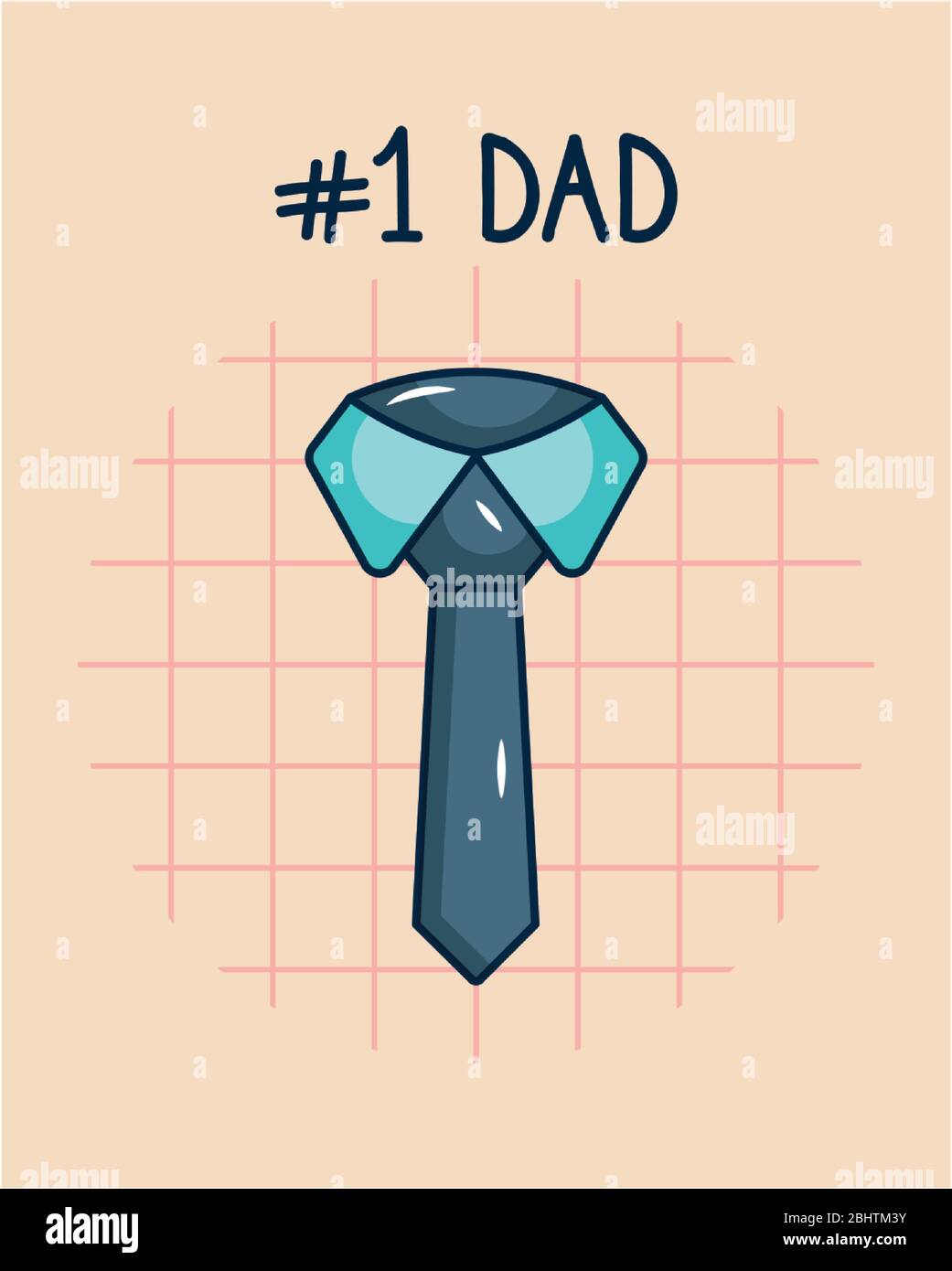 Happy Faterral Day Concept, numero 1 papà e icona cravatta blu su sfondo bianco, design colorato, illustrazione vettoriale Illustrazione Vettoriale