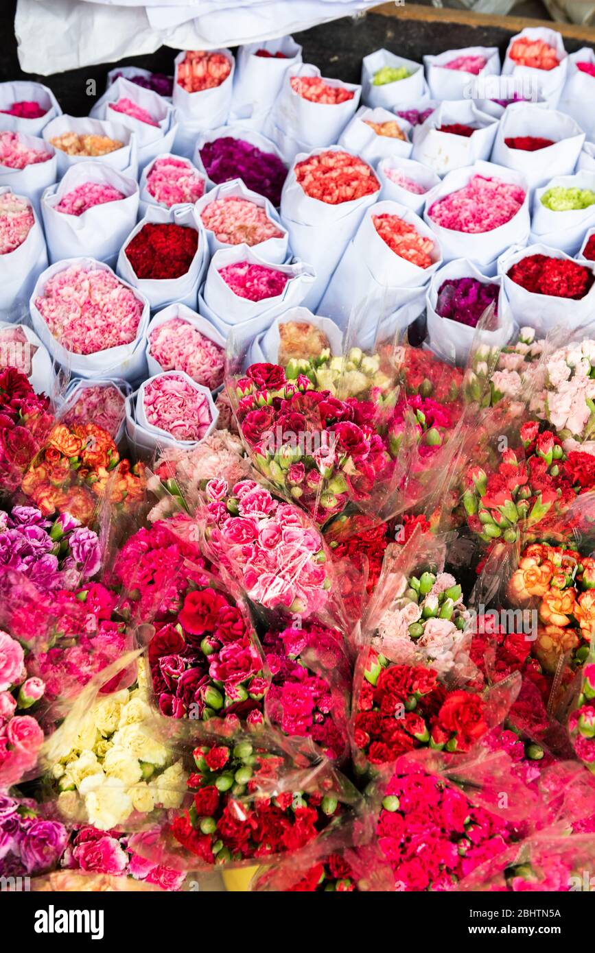 Fiori sul mercato dei fiori di Hong Kong Foto Stock