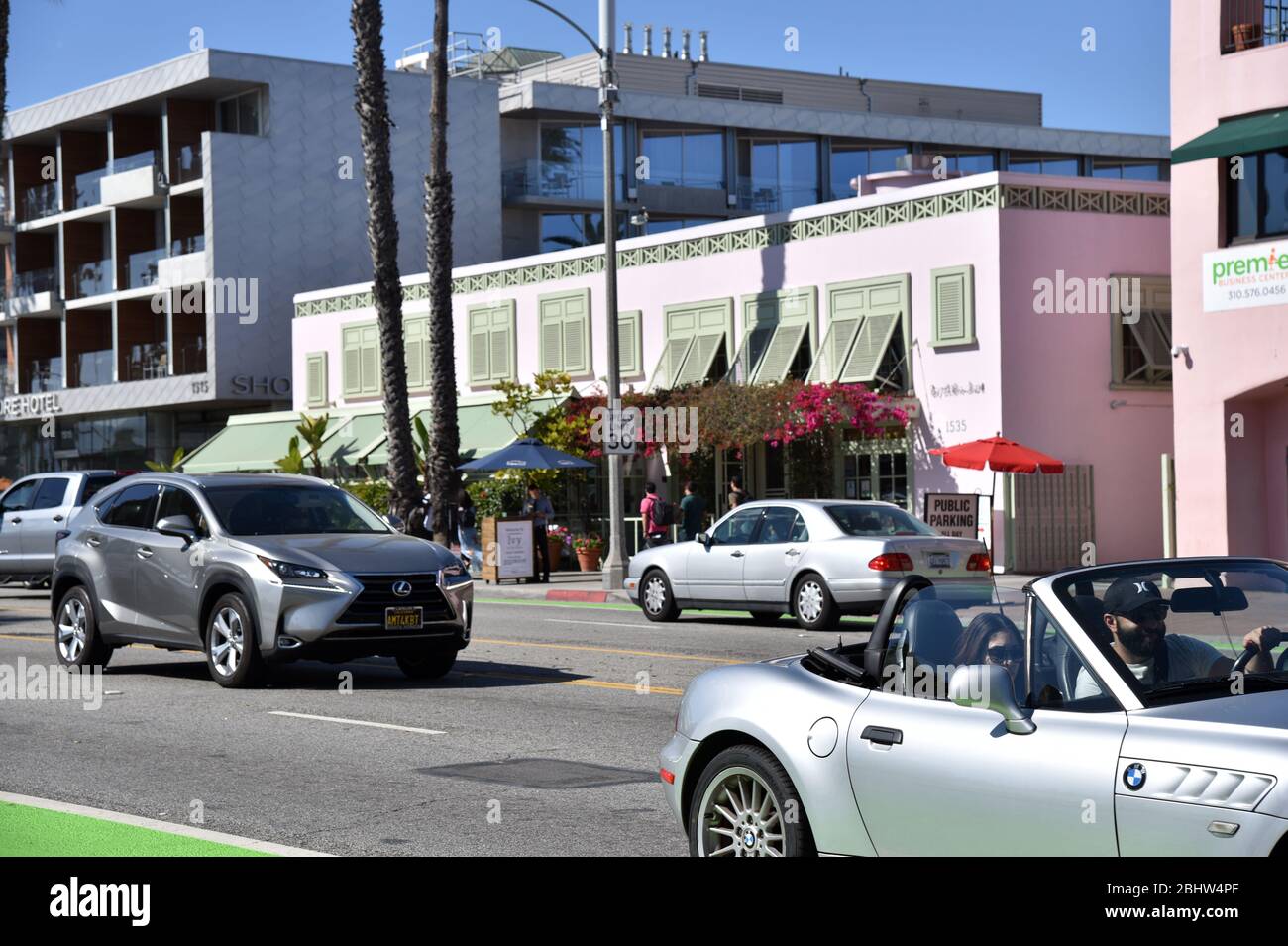 LOS ANGELES, CA/STATI UNITI D'America - 11 Aprile 2019: Ivy da riva ristorante a Santa Monica è un famoso ritrovo per celebrità Foto Stock