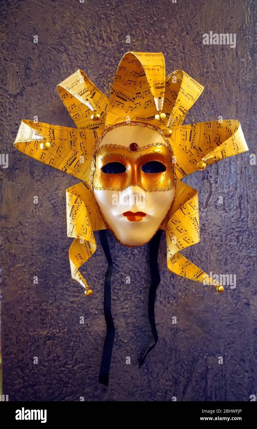 Carnevale maschera d'oro Venezia Italia Foto Stock