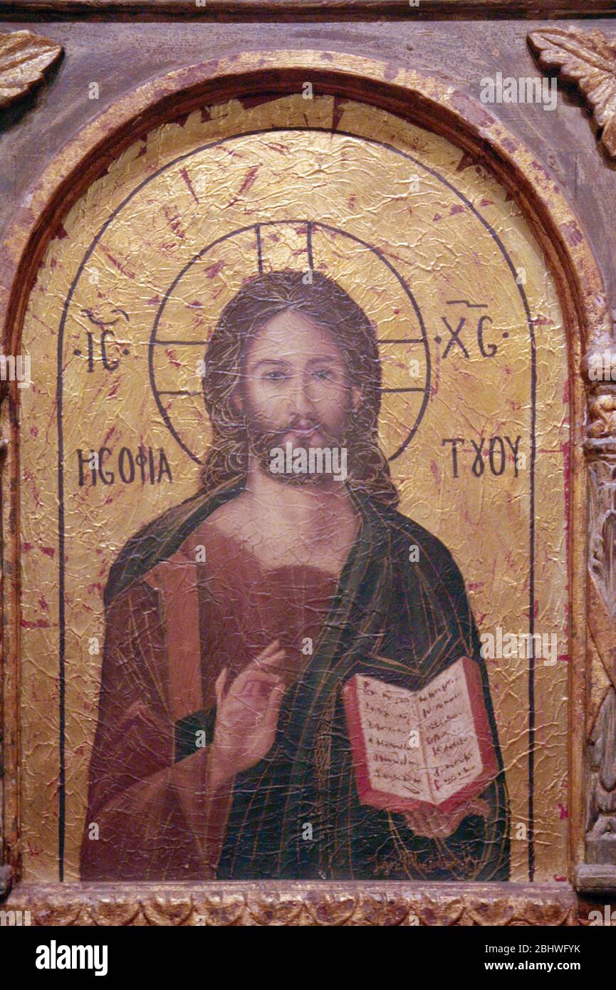 Icona religiosa bizantina greca Foto Stock