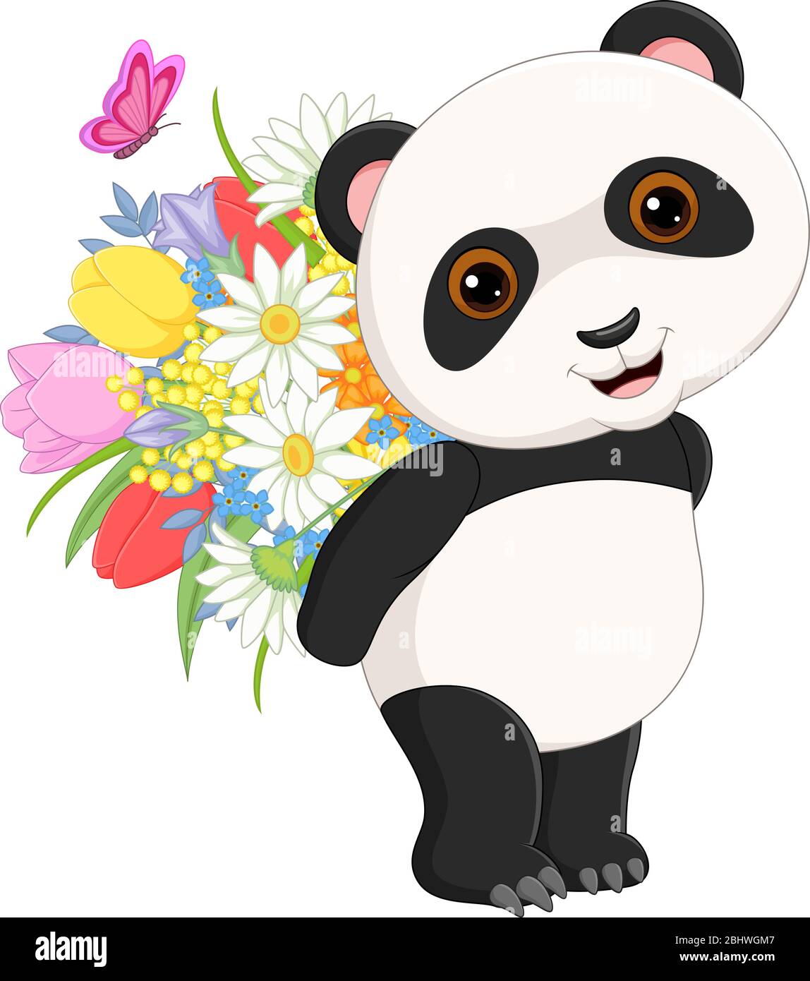 Simpatico panda che porta fiori Immagine e Vettoriale - Alamy