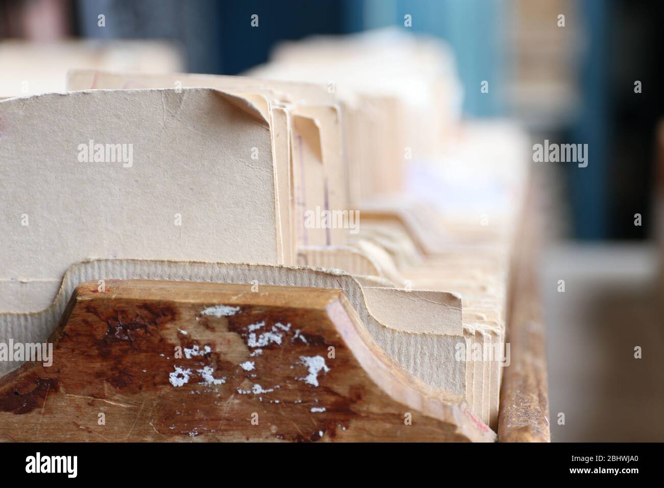 Schede catalogo in biblioteca, primo piano Foto Stock