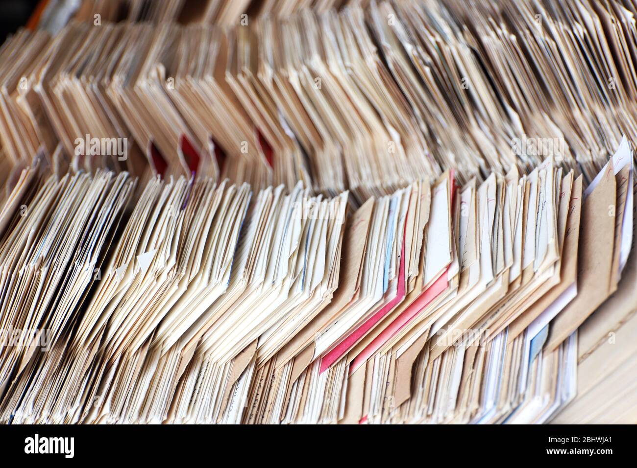 Schede catalogo in biblioteca, primo piano Foto Stock
