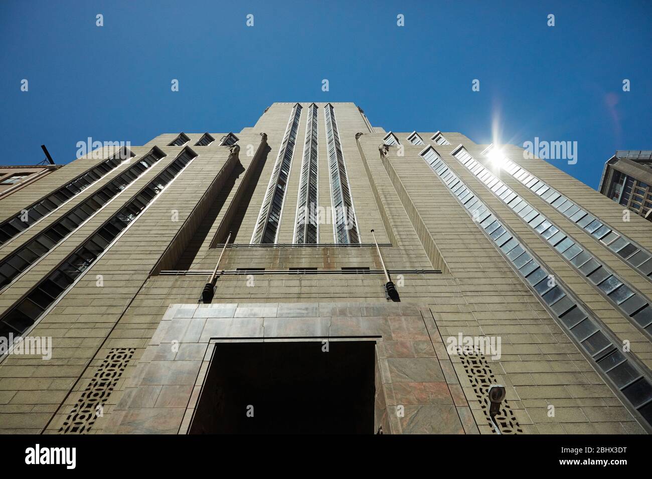 La facciata della mutua altezze edificio art deco (1940), Città del Capo, Sud Africa Foto Stock