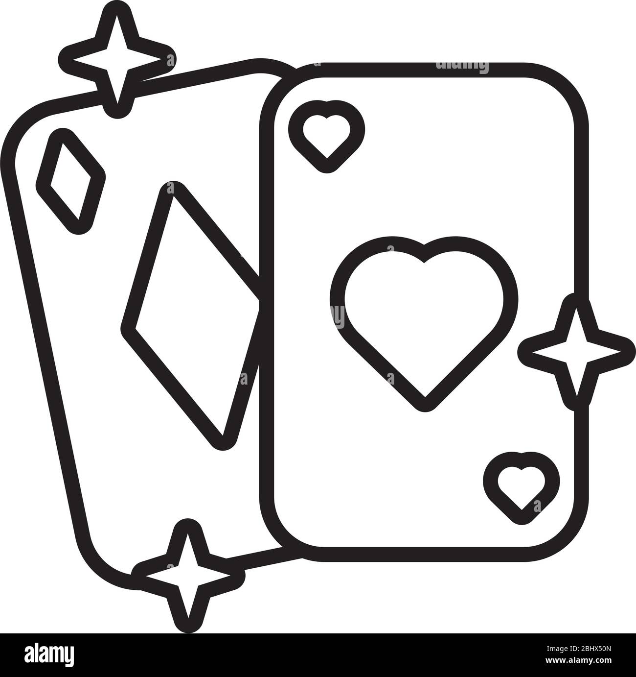 icona di stile linea delle carte da poker Illustrazione Vettoriale