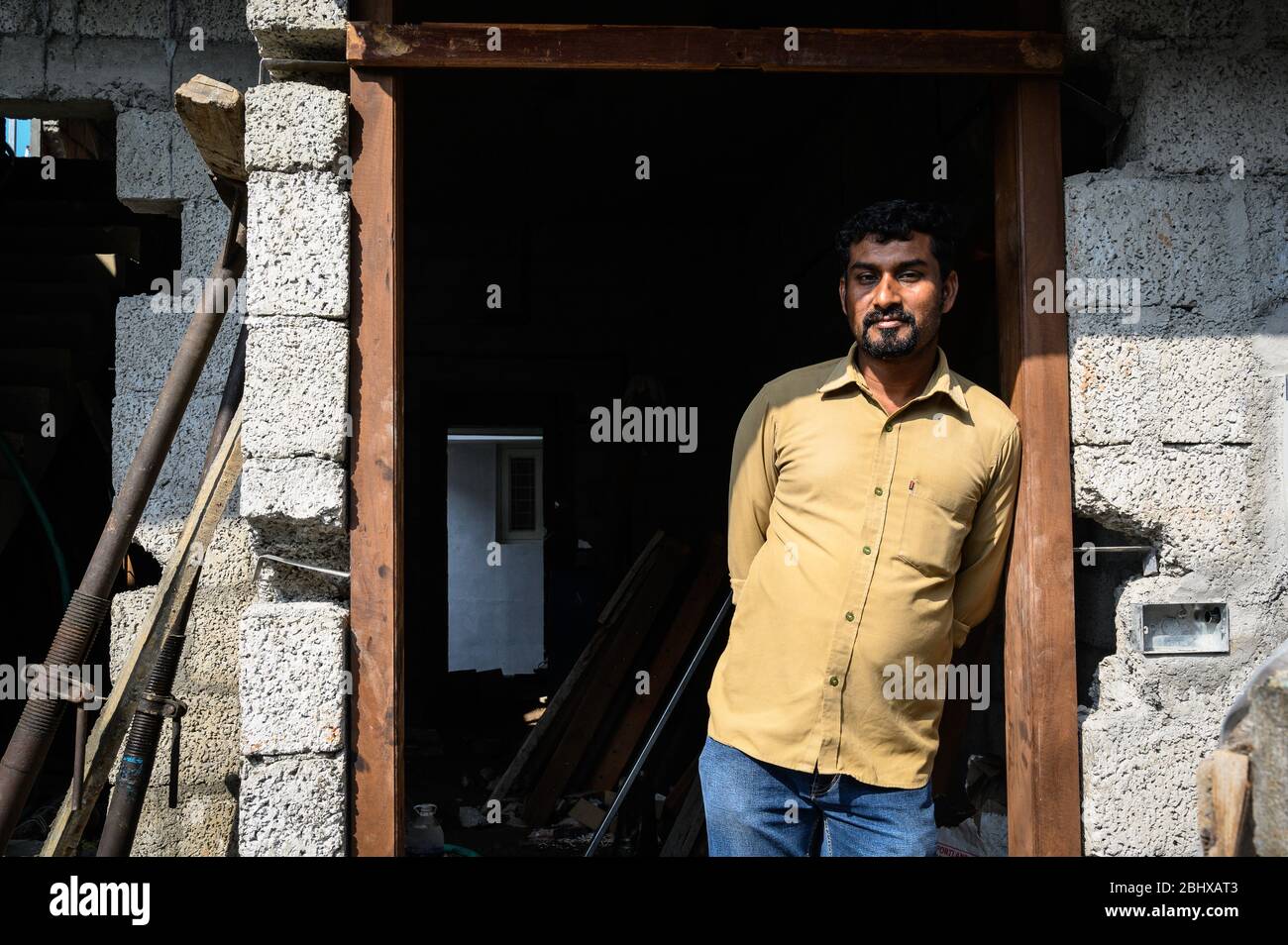 Ritratto di un uomo indiano, Kochi, India Foto Stock