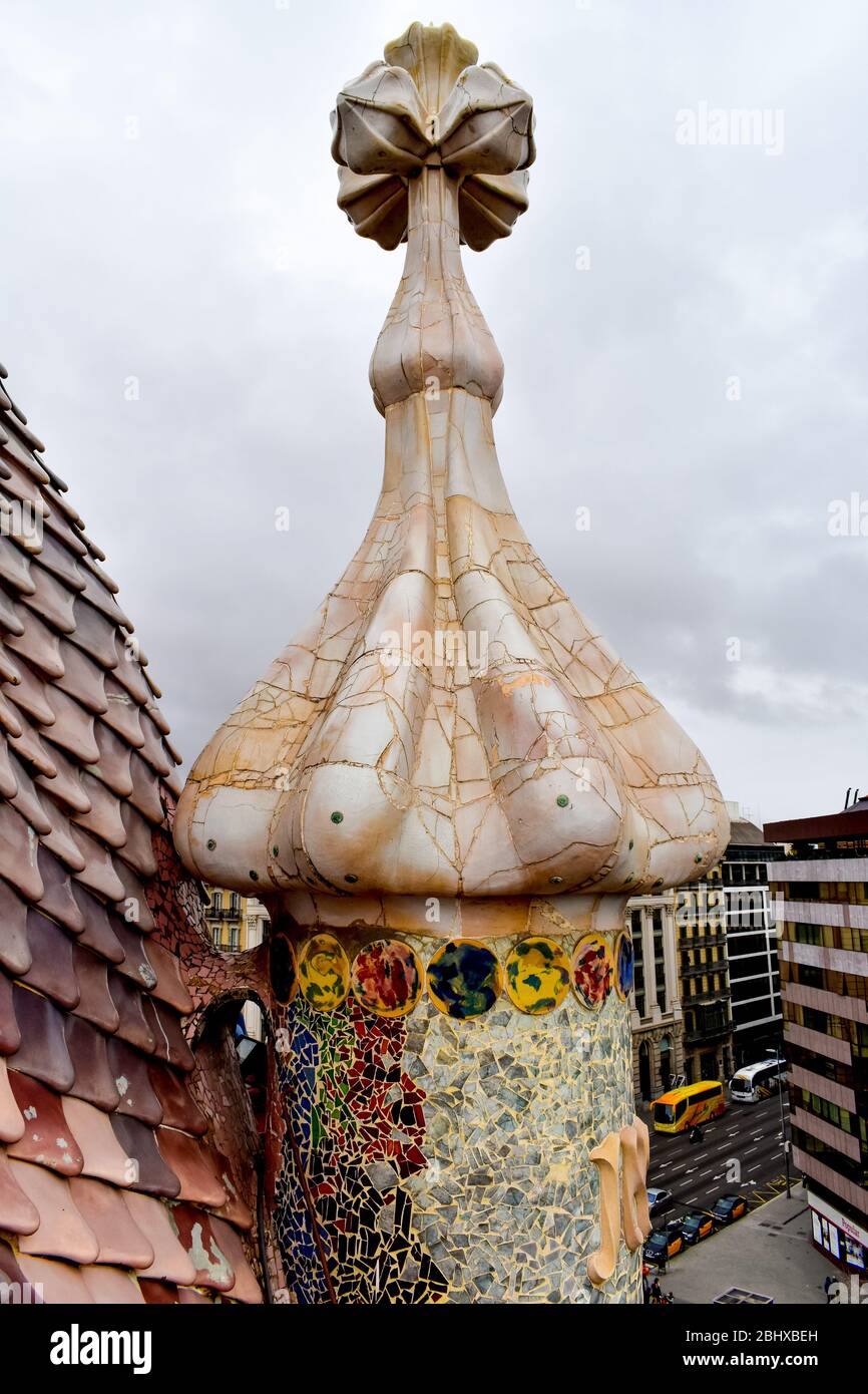 In cima a Casa Batllo Foto Stock