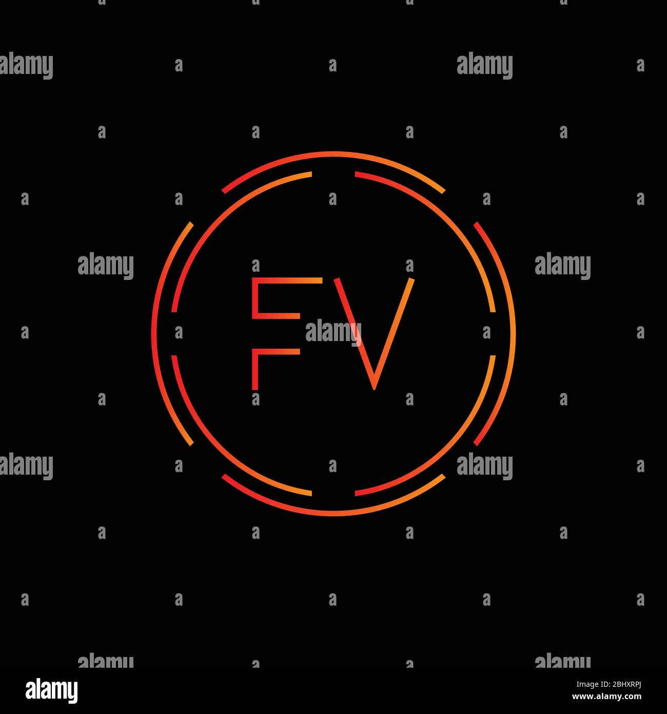 Modello vettore di disegno del logo FV della lettera iniziale. Vettore con logo FV alfabetico creativo collegato Illustrazione Vettoriale