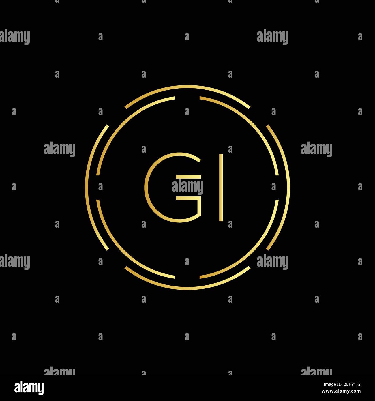 Lettera iniziale GI Creative Logo Design Vector Template. Logo GI Digital Luxury Letter Illustrazione Vettoriale