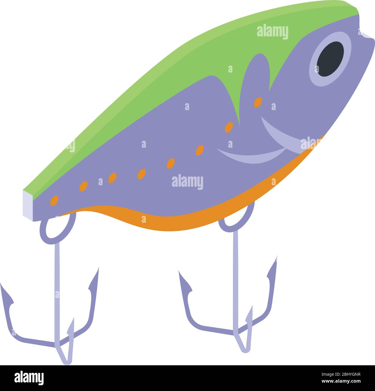 Icona di esca di pesca in plastica, stile isometrico Illustrazione Vettoriale