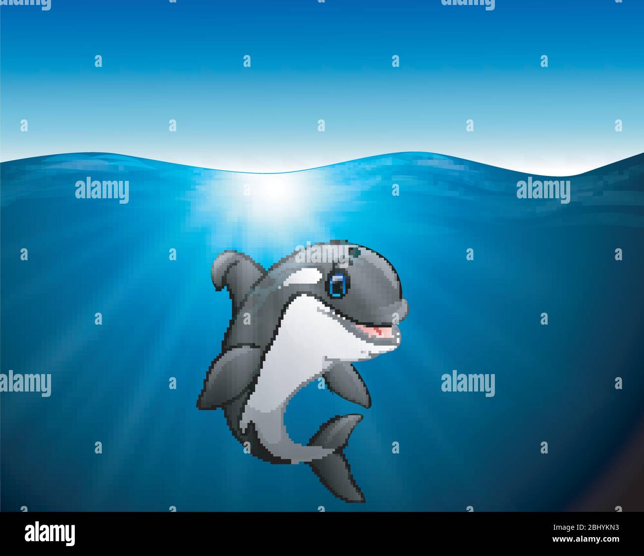 killer whale cartone animato sul mare Illustrazione Vettoriale