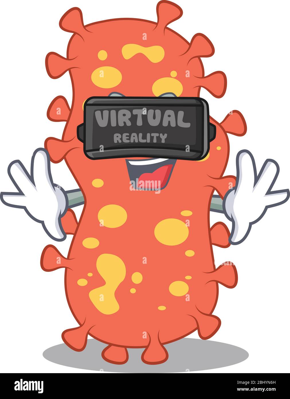 Stile di disegno dei bacteroides con un moderno visore per la realtà virtuale Illustrazione Vettoriale