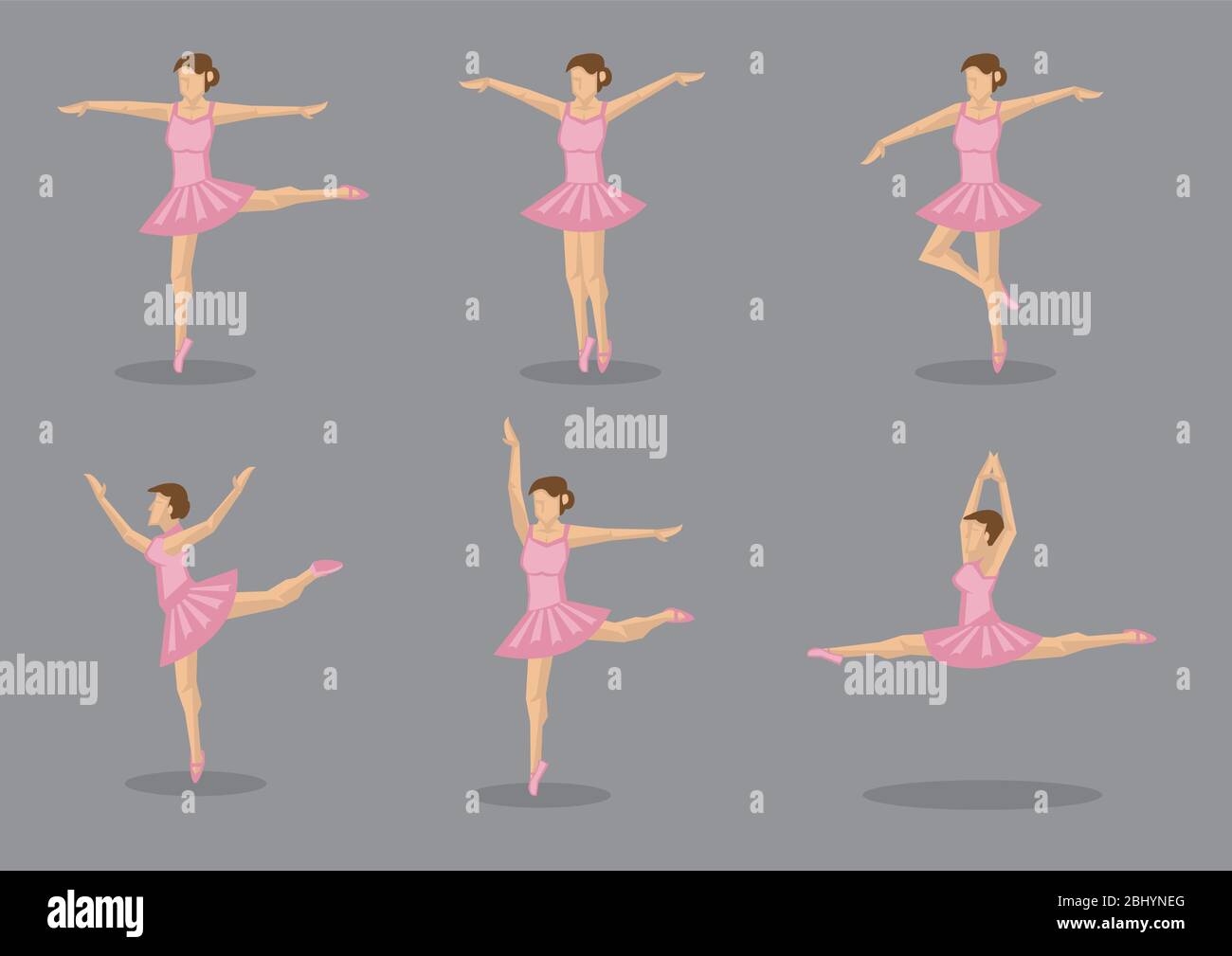 Set di sei icone vettoriali di ballerina ballerina ballerina in tutu rosa  in varie pose di danza Immagine e Vettoriale - Alamy
