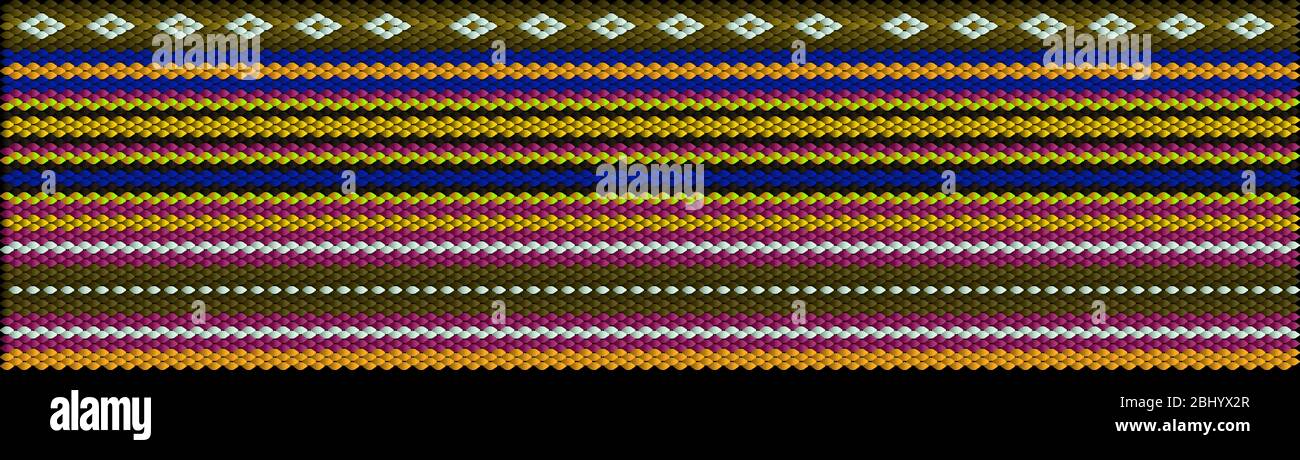 Un tradizionale ornamento etnico in cui ricchi colori attraggono fortuna e ricchezza. L'ornamento appare grande all'interno, in ricamo su tessuti per va Illustrazione Vettoriale