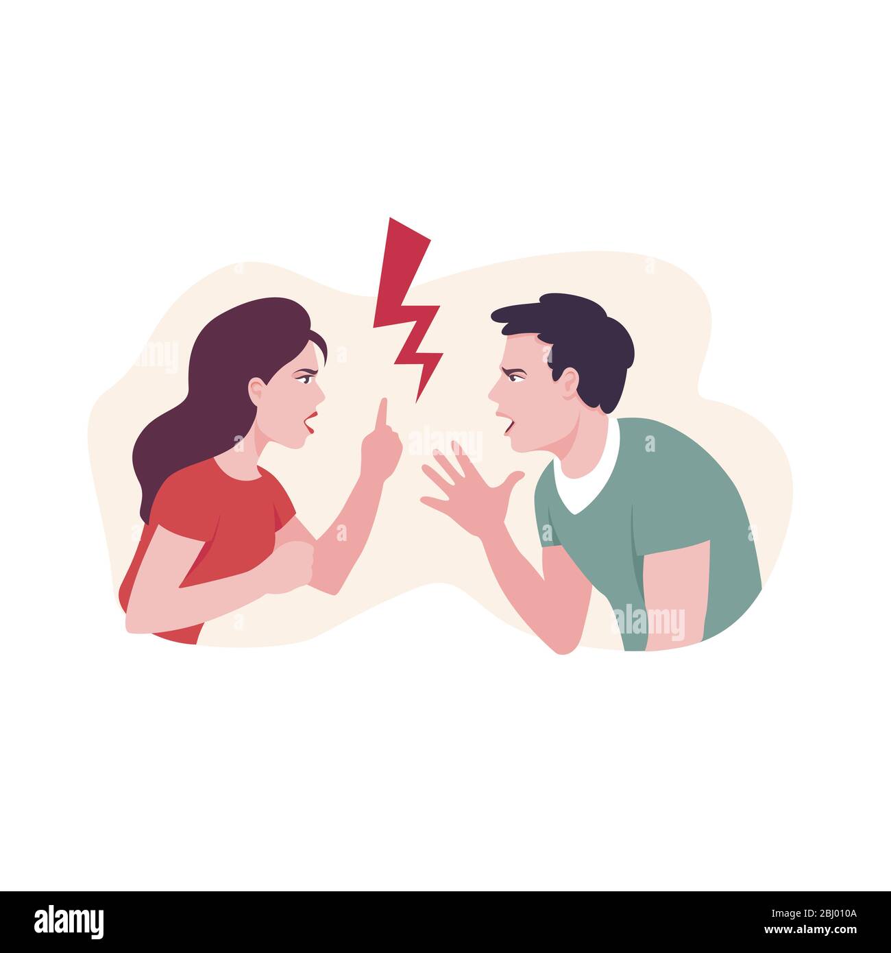 Donna e uomo conflitto irgrevolmente, cartoni animati grafica. Illustrazione Vettoriale