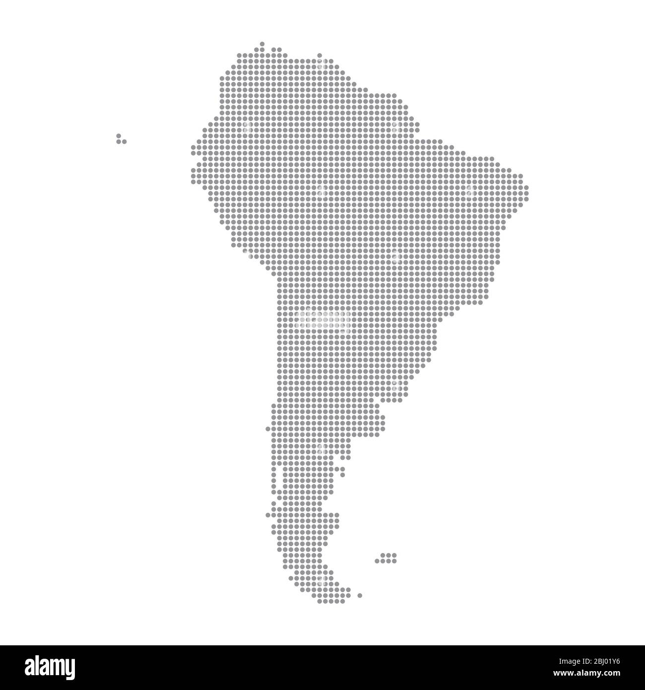 Mappa del Sud America realizzata con un modello di punti a mezzitoni Illustrazione Vettoriale