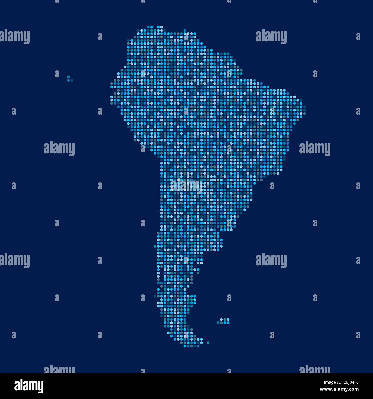 Mappa del Sud America realizzata con un modello di punti a mezzitoni Illustrazione Vettoriale