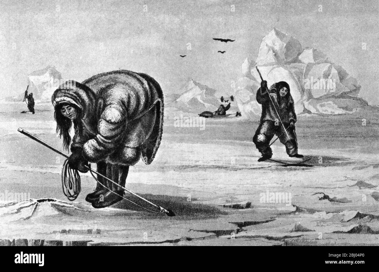 Esquimaux : Aquatint di J Lyon , dal giornale del Capitano Parry , 1821 - 1824 Foto Stock
