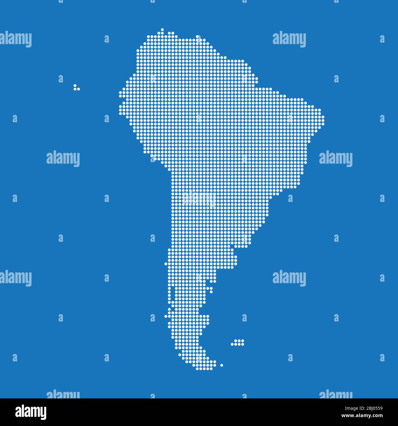 Mappa del Sud America realizzata con un modello di punti a mezzitoni Illustrazione Vettoriale