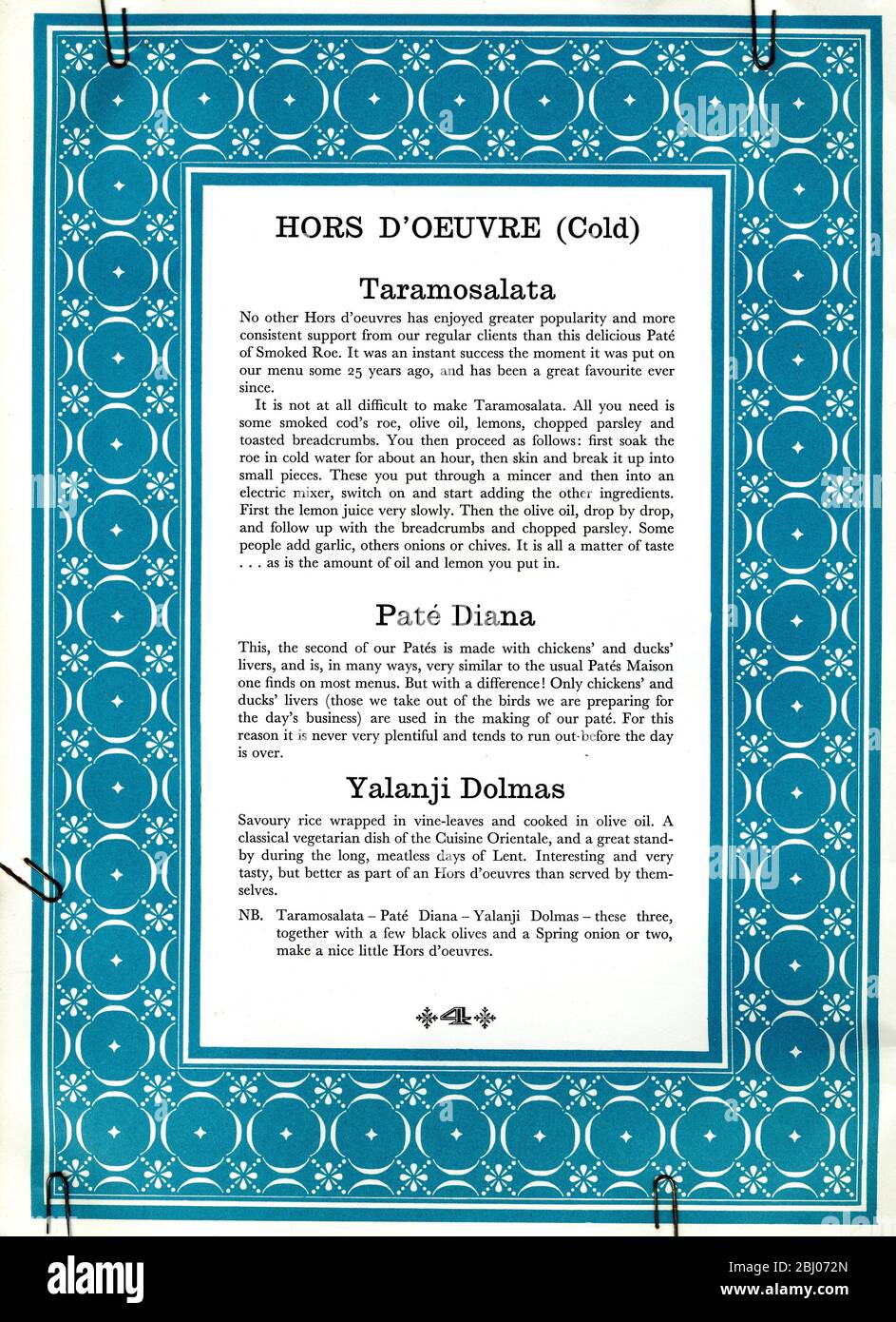 Collezione di menu - il Ristorante White Tower - 1 Percy Street, Londra, Inghilterra Foto Stock