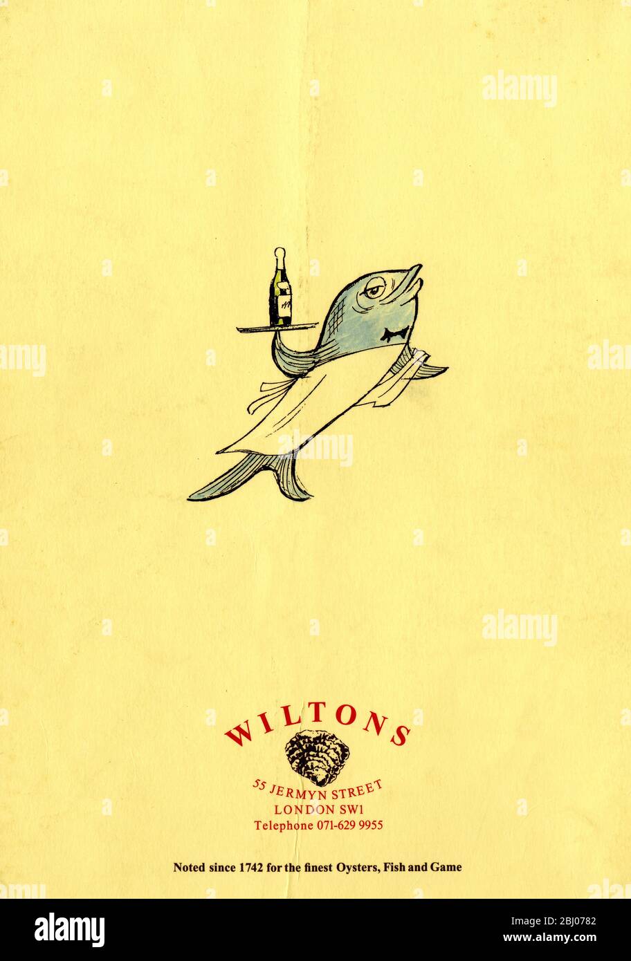 Carrier Collection of Menus - Wilton's Restaurant - 55 Jermyn Street, London, England Foto Stock